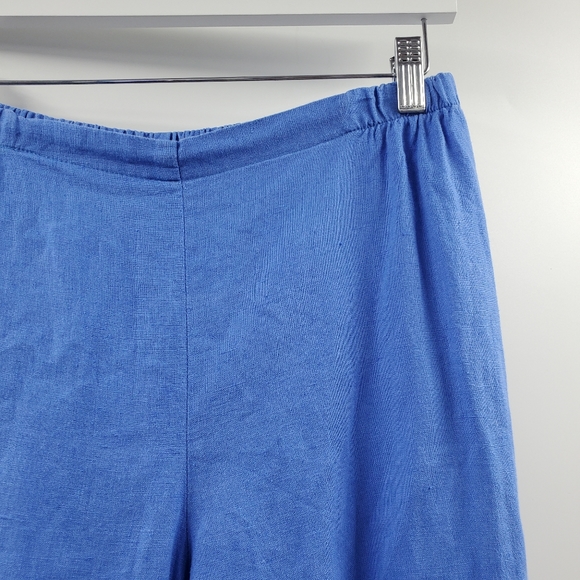 FLAX Blue Linen Capri Pants Wide Leg Boho Lagenlook - Picture 2 of 5